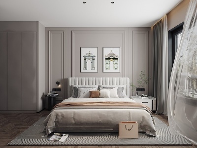 3d法式卧室客房模型