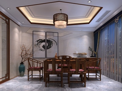 新中式禅意茶室模型3d模型