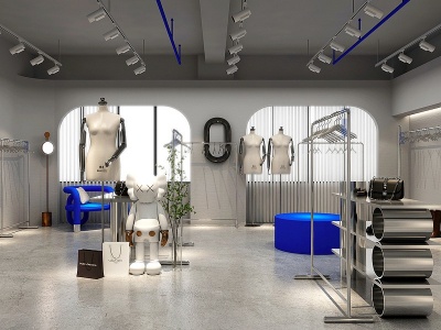 现代克莱茵蓝服装鞋店模型