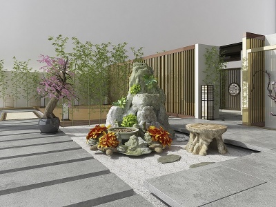 新中式园艺小品模型