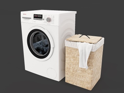 3d现代洗衣机藤编收奶篓模型