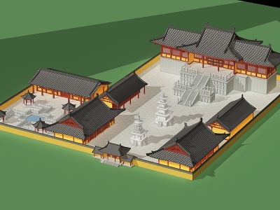 3d中式古建筑寺庙牌楼模型