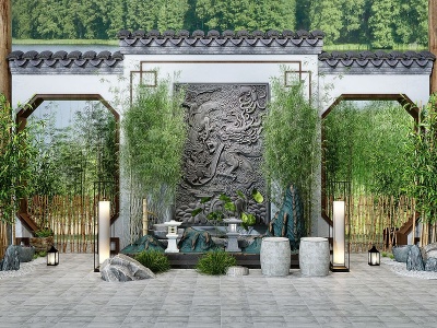 新中式庭院模型