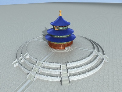 C4D中式天坛建筑模型