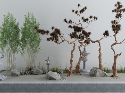 日式庭院景观小品模型