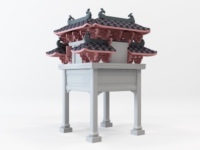 中式古建筑牌坊牌楼屋檐模型3d模型