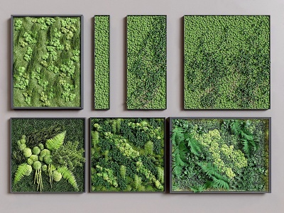 3d现代植物墙植物画组合模型