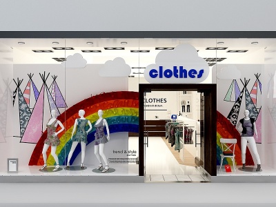 3d现代商场服装专卖店橱窗模型
