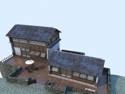 3d古建民房民宿模型