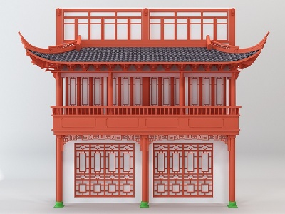 中式古建筑门头模型3d模型