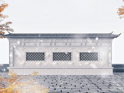 中式照壁模型