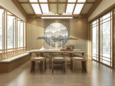 3d新中式禅意茶室模型