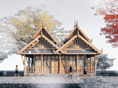 3d东南亚风格建筑模型