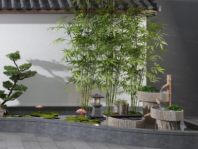 3d新中式庭院模型