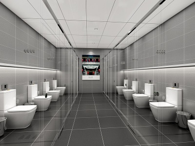 3d现代公共卫生间盥洗室模型