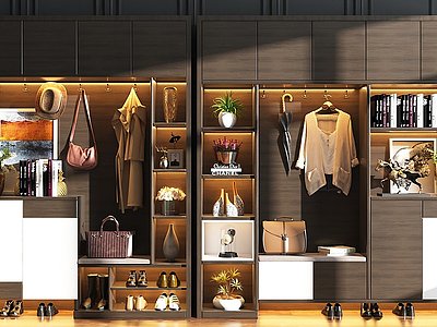 3d现代鞋柜装饰柜组合模型