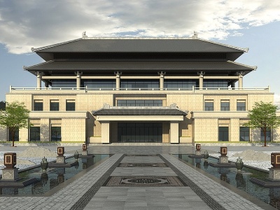 中式博物馆模型3d模型