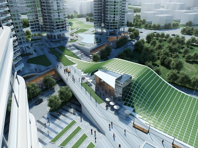 3d现代住宅居住区景观模型