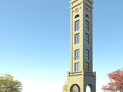 3d欧式钟楼模型