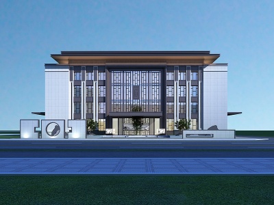 新中式办公楼模型3d模型