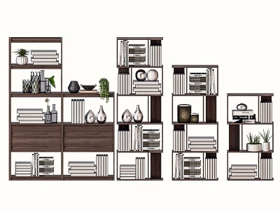 现代书柜书架模型3d模型