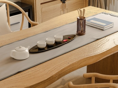 3d新中式泡茶桌茶室模型