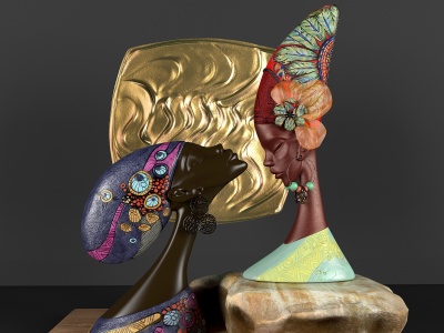 印度非洲抽象人物雕塑模型3d模型