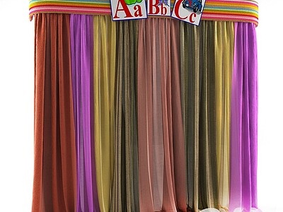 3d现代彩色窗帘模型