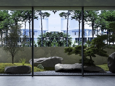 新中式庭院园林景观小品模型