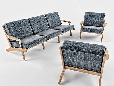 现代沙发多人沙发组合模型3d模型