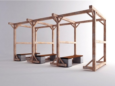 中式木构架装饰架梁架模型3d模型