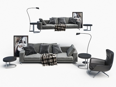 现代沙发茶几组合模型3d模型