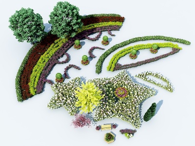 3d现代灌木造景模型