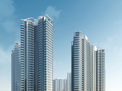 3d现代高层住宅塔楼模型
