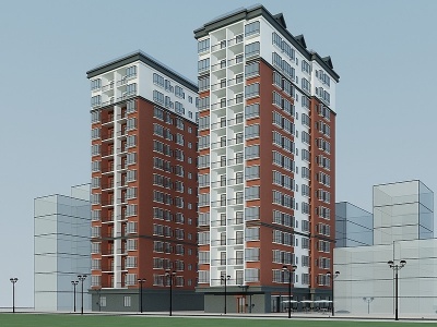 3d现代风格住宅楼模型