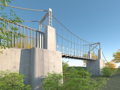 现代悬索桥模型3d模型