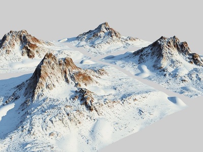 现代雪山模型3d模型