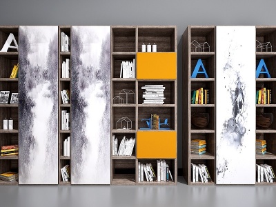 新中式书柜装饰柜酒柜模型3d模型