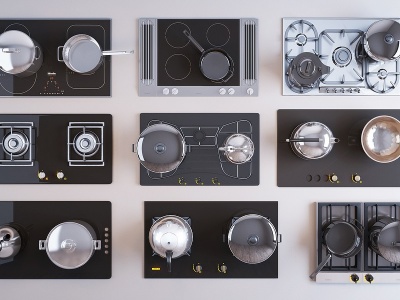 现代厨房燃气灶电磁炉厨具模型3d模型
