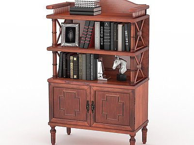 3d美式书柜模型