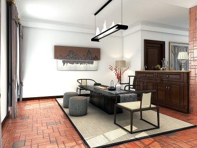 北欧别墅客厅茶桌椅模型3d模型