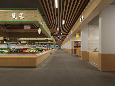 3d现代农贸市场菜市场超市模型