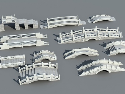 3d中式石桥模型