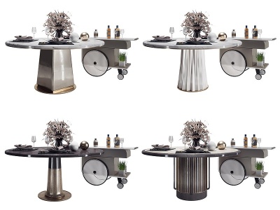 3d现代圆形餐桌模型