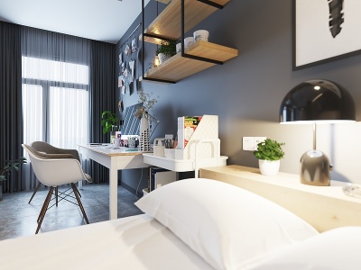 3d北欧单身公寓卧室模型