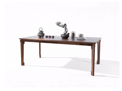 3d新中式半木长餐桌模型