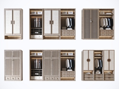 3d新中式风格衣柜模型