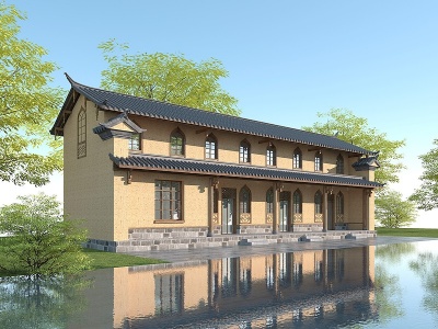 3d中式传统民房模型