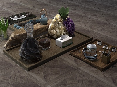 中式茶具茶杯陶瓷水壶模型3d模型