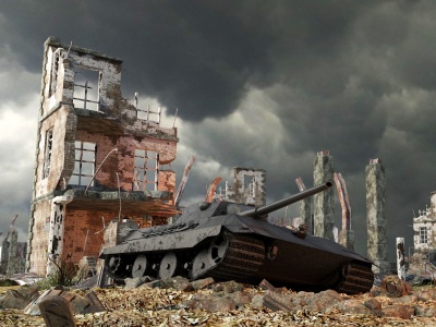 废墟坦克砖墙残骸破楼荒地模型3d模型